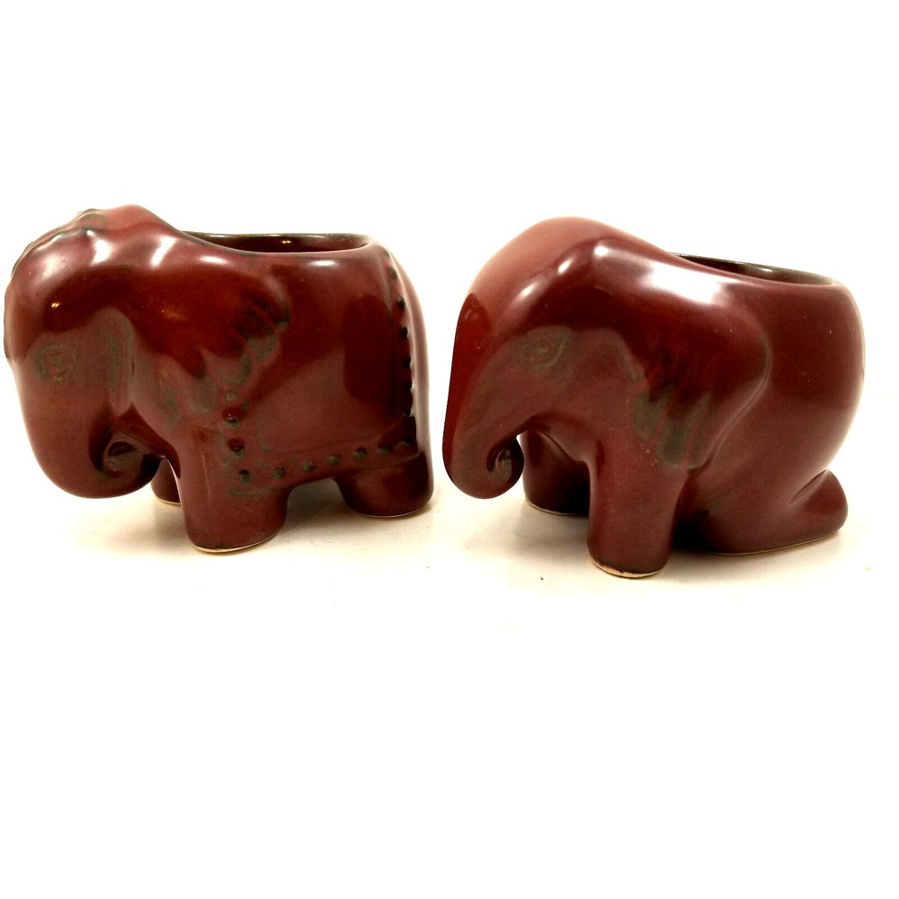 PartyLite Elephant Votive Candle Holder Brown Ceramic Tea Light Home Décor
